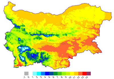 Average annual air temperature in Bulgaria