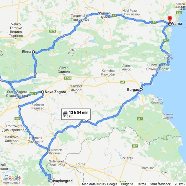 Map of motorcycle tour in Bulgaria Expedition AdventureWeekend