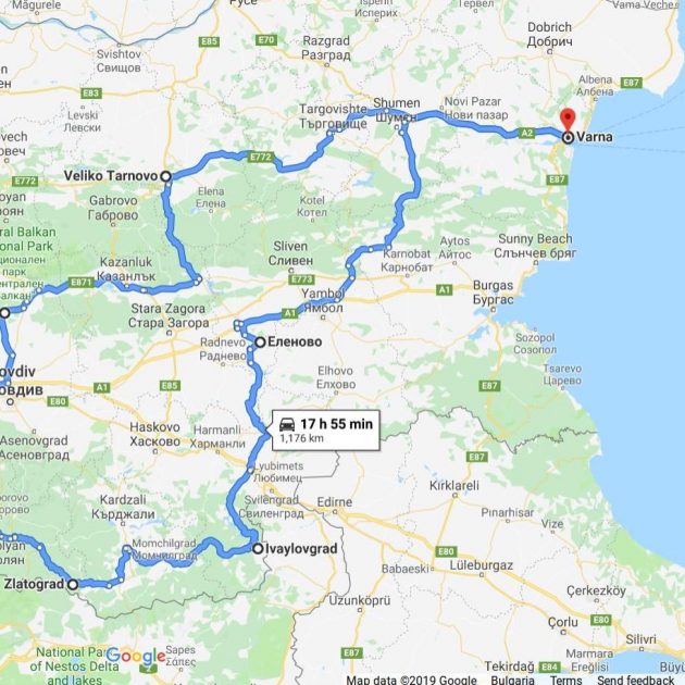 Map of motorcycle tour in Bulgaria of Expedition Orpheus